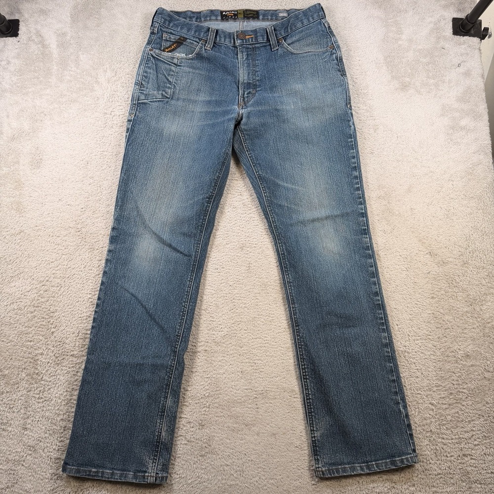 Ariat M5 Jeans Men 34x34 (Fit 34x32) Blue Denim Straight Leg Workwear Western